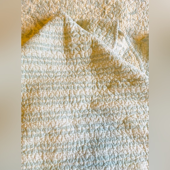 Aqua quilt 100% cotton, true light color. King-Queen Size. EC. Floral & Striped - Picture 12 of 16